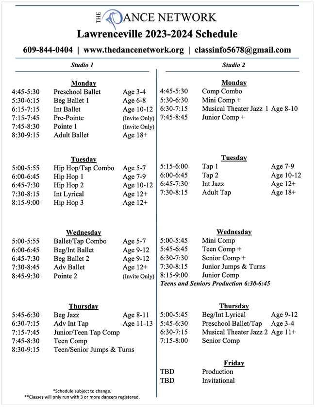 Lawrenceville Studio Schedule The Dance Network Lawrenceville's